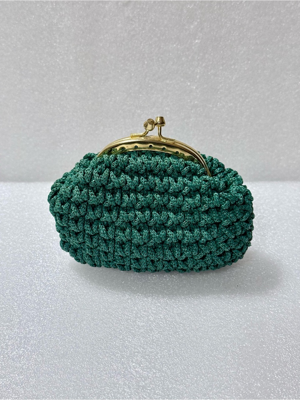 Vintage Handmade  Macrame Crochet Coin Purse  Kisslock Pouch